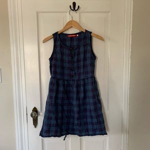 Pyne & Smith Model No.25 Dress in Brixham Check Linen. Size XS